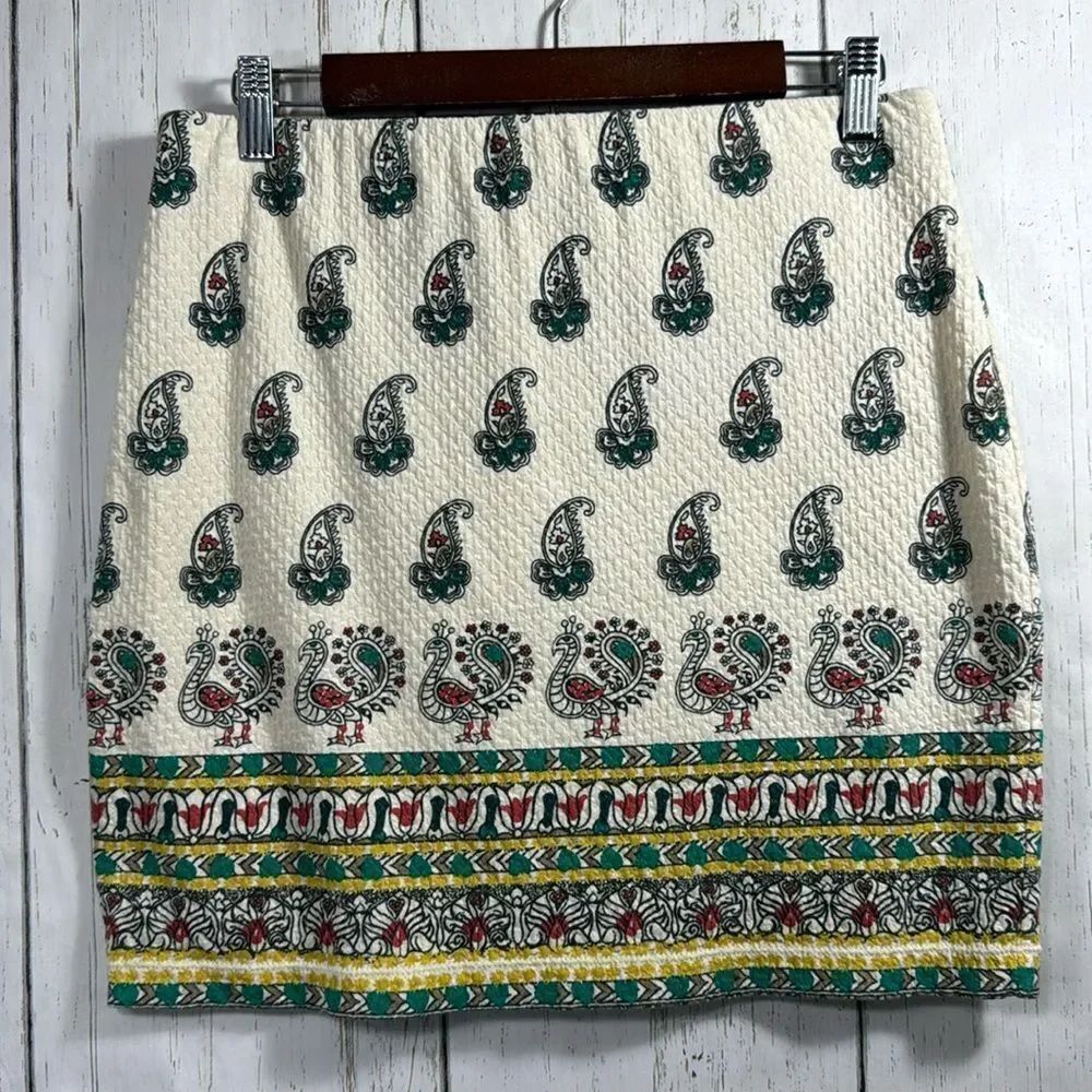 Chelsea & Violet Paisley Peacock Mini Skirt Boho Cottagecore Festival Size M